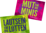 Karten-Set für Eltern mit 3 Sprüche-Motiven: Mut für die Minis, Laut sein für die Lütten, Power für die Pökse 